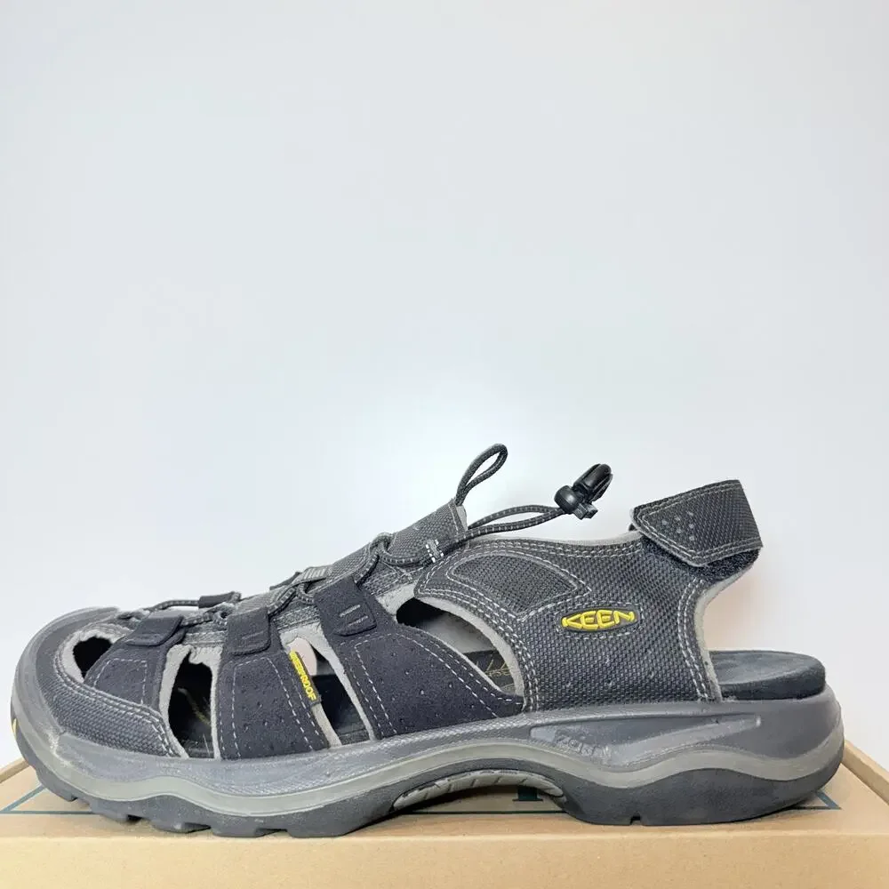 KEEN Rialto Mens 10.5 Gray Waterproof Leather Hiking Closed Toe Sport Sandals